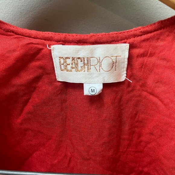 Beach Riot X Revolve Red Embroidered Eyelet Crop Top With Tie Front & Flared Sle - Picture 2 of 4